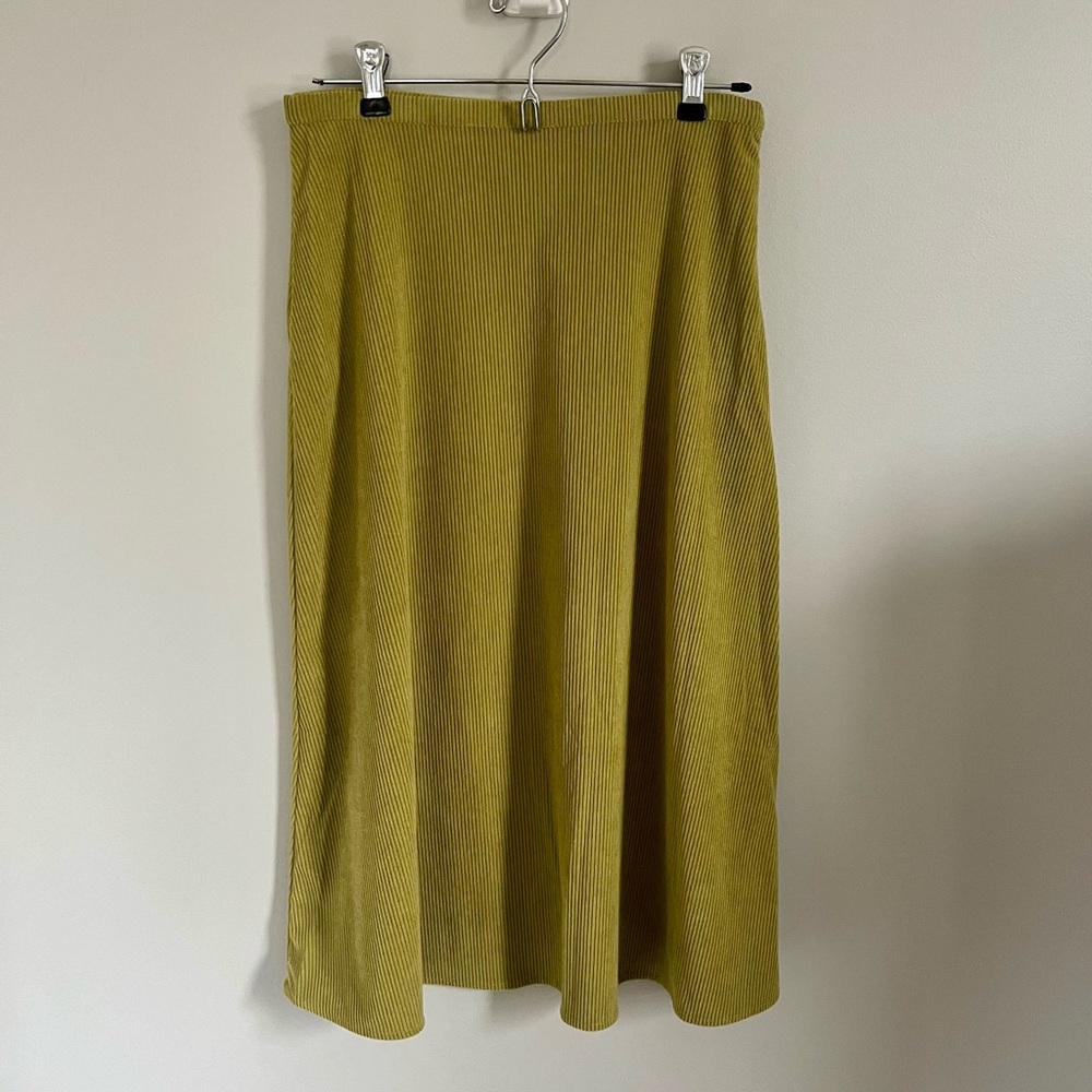 Corduroy Olive Green Midi Skirt